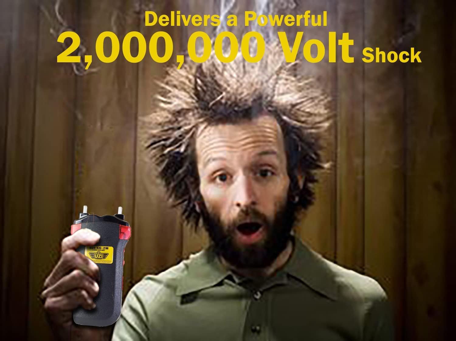 Uzi Rechargeable Stun Gun Self Defense & Protection for Men, Women, 4-in-1 Device, 2 Million Volt, with LED Light