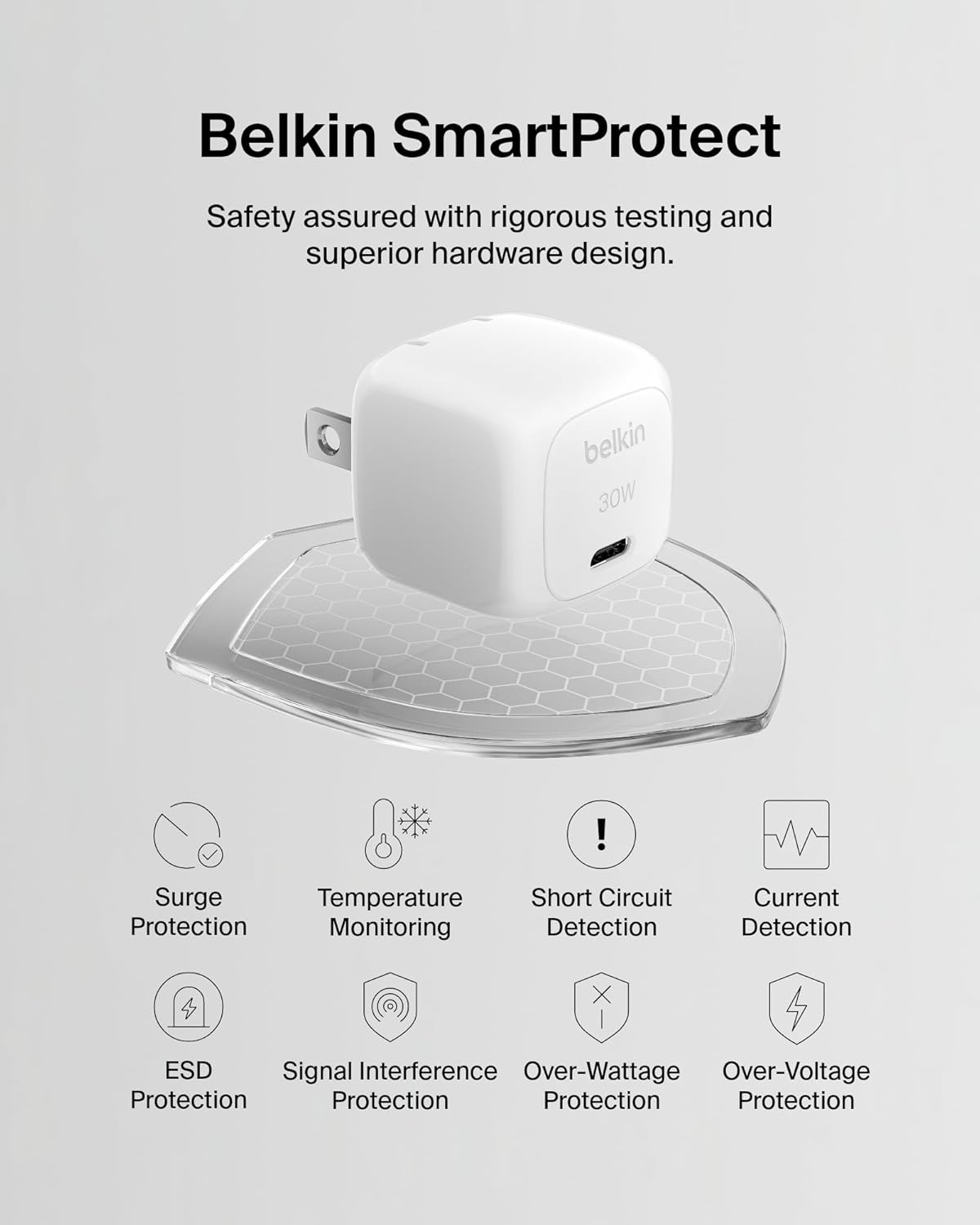 Belkin USB C Charger Block 30W, USB-C PD Super Fast Charging for Apple iPhone 16, 15, 14, Samsung Galaxy S25, Galaxy S24