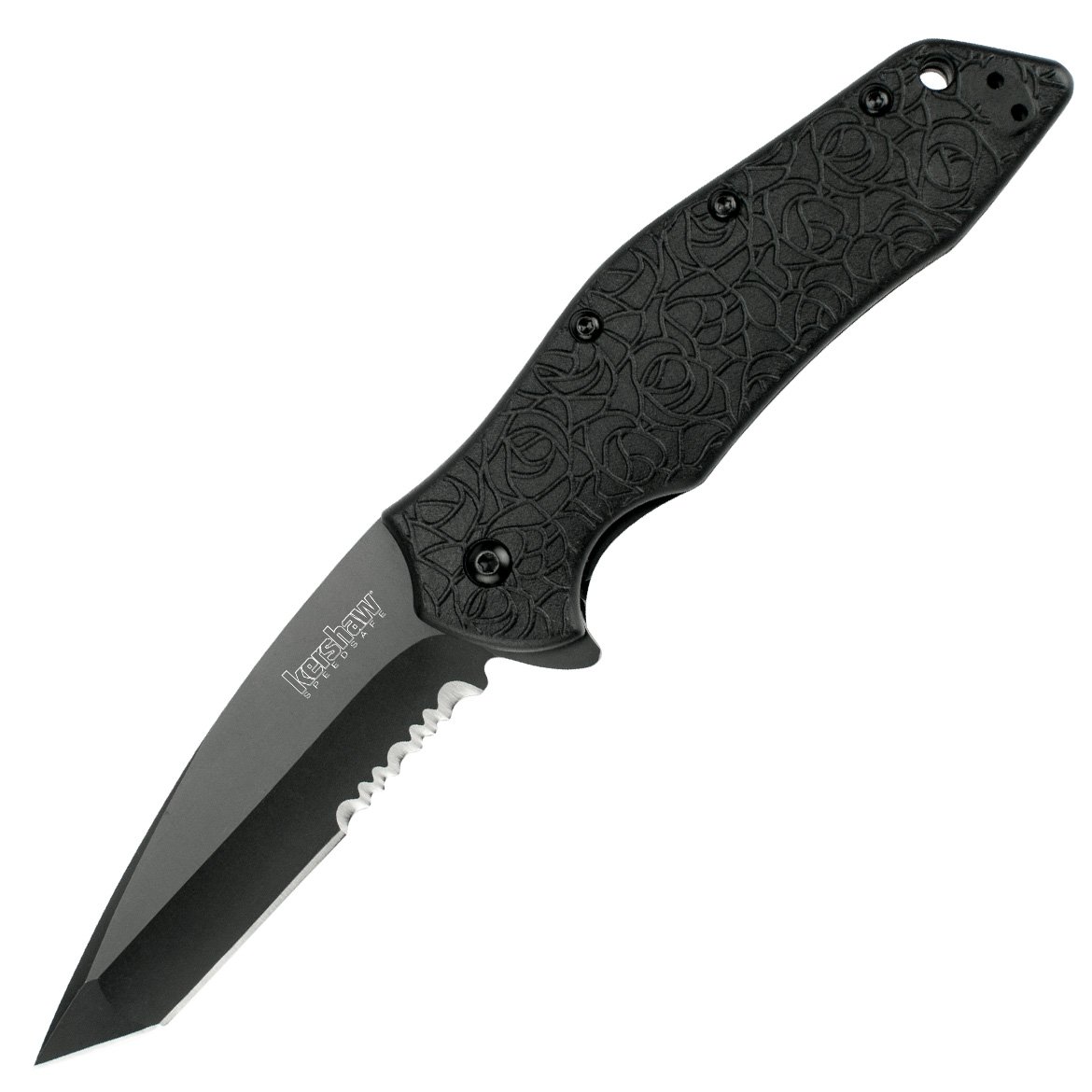 Kershaw Kuro Tanto Assisted Opening Knife (3.125" Black Serr) 1835TBLKST