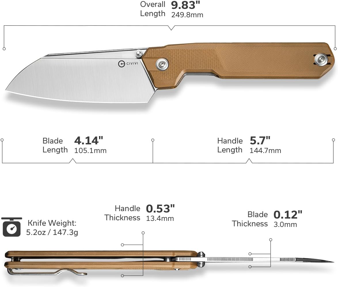 CIVIVI Hid Folding Pocket Knife 4.14in 14C28N Blade G10 Handle