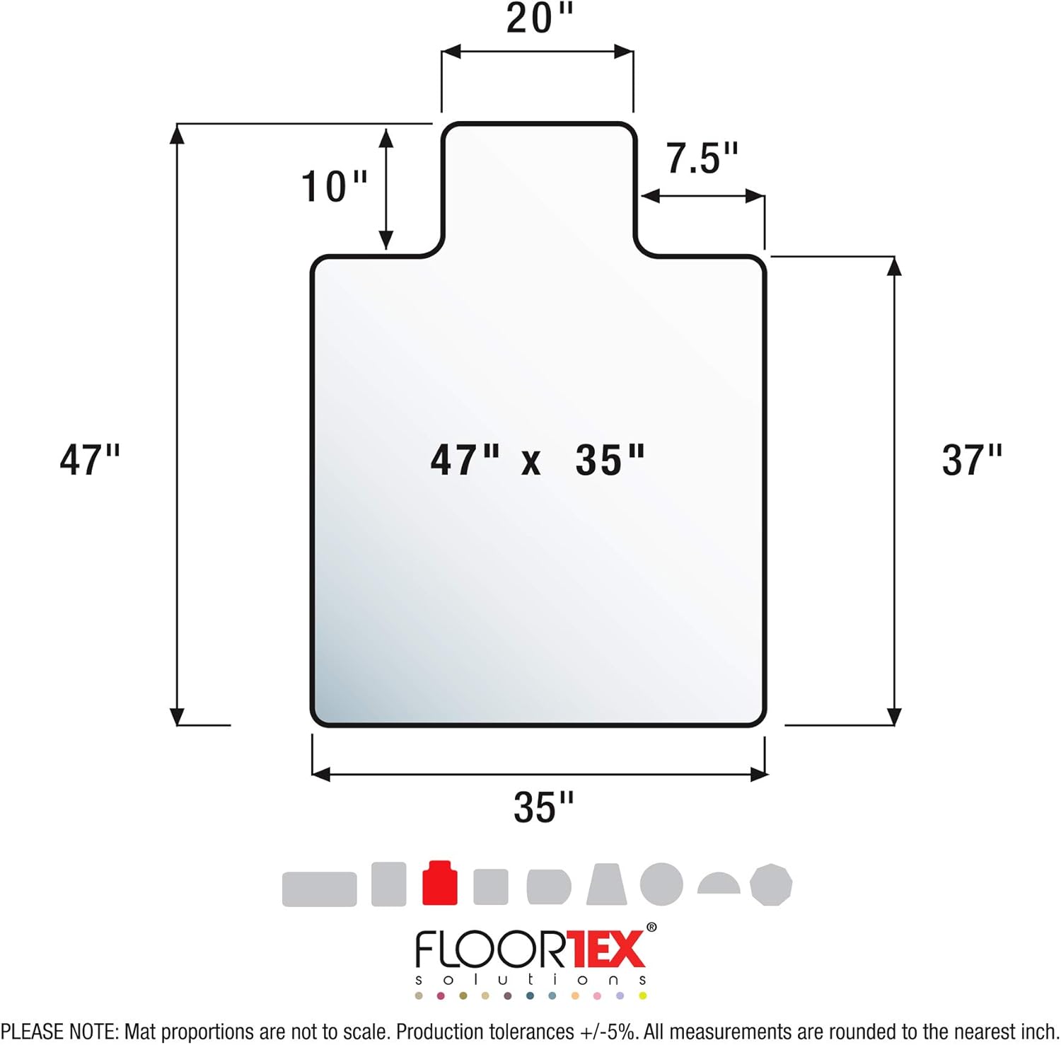Cleartex Ultimat 35.04-inch x 46.85-inch Rectangular Chair Mat for Carpet, Polycarbonate (FC118923LR) 35" x 47"