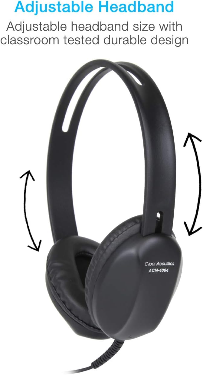 Cyber Acoustics Lightweight 3.5mm Headphones - Great for use with Cell Phones, Tablets, Laptops, PCs, Macs (ACM-4004) 1 Unit