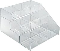Azar Displays 326039 3-Tier 9-Compartment Counter Display Organizer, Clear - 12 x 11.75 x 7.12 in