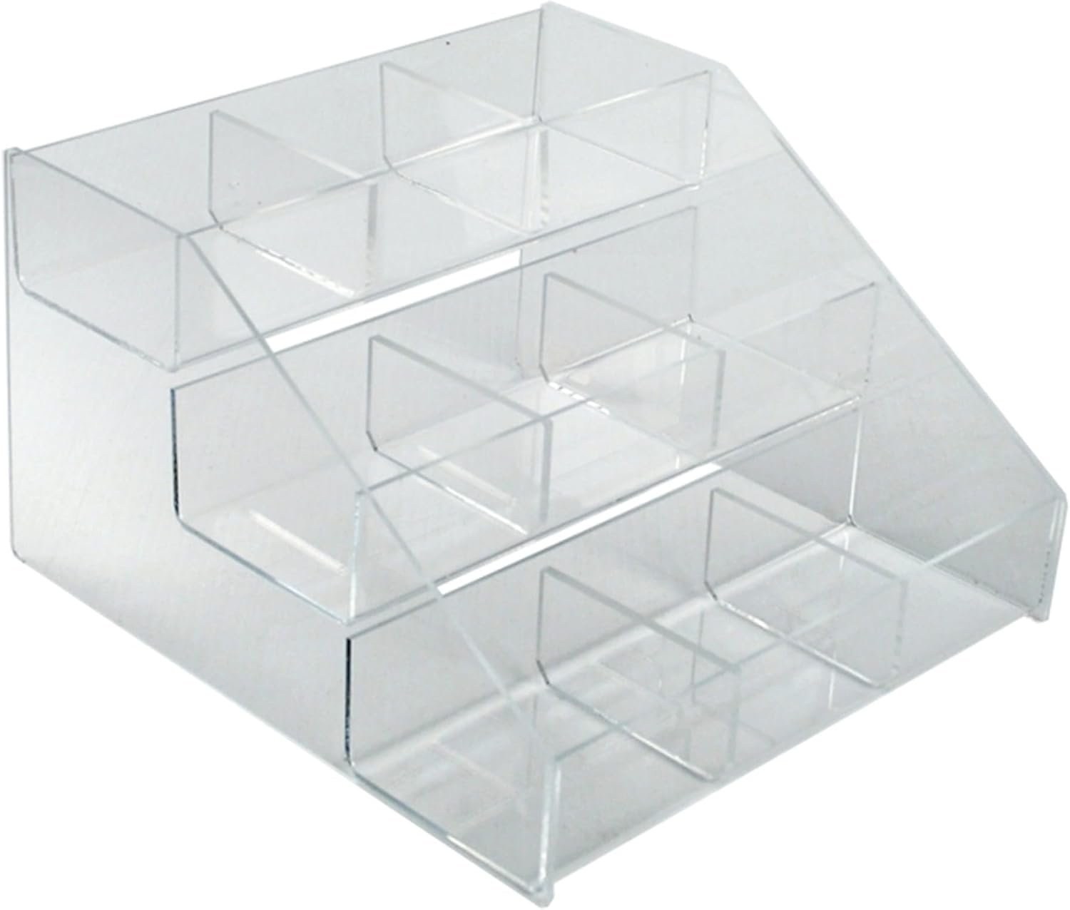 Azar Displays 326039 3-Tier 9-Compartment Counter Display Organizer, Clear - 12 x 11.75 x 7.12 in
