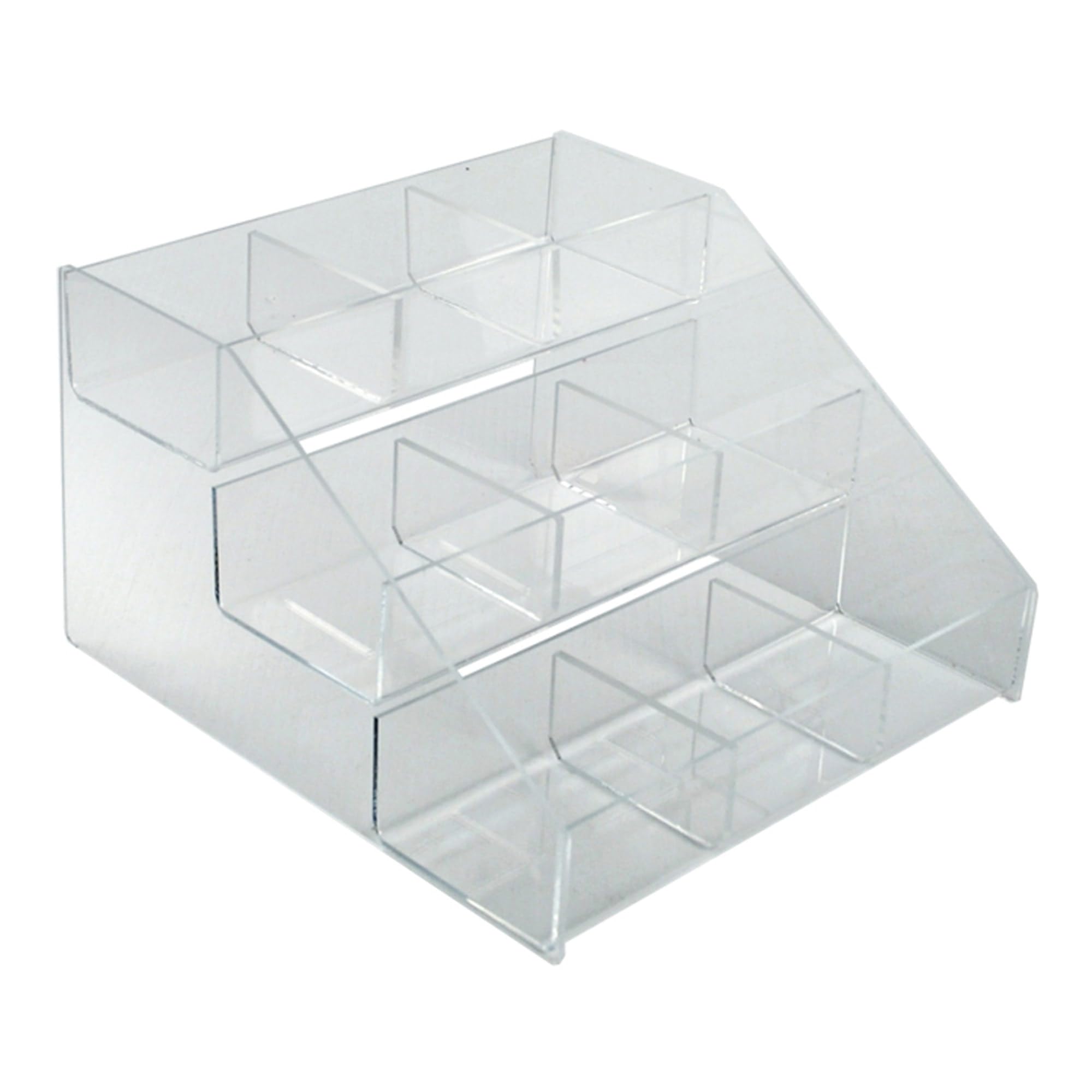 Azar Displays 326039 3-Tier 9-Compartment Counter Display Organizer, Clear - 12 x 11.75 x 7.12 in