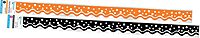 Barker Creek Double-Sided Scalloped Edge Border, Halloween, Tangerine&Black, Trim out Bulletin Boards and Create Colorful Displays with 78' of Designer Double-Sided Border, 2.25" x 78', Set of 2(4022)