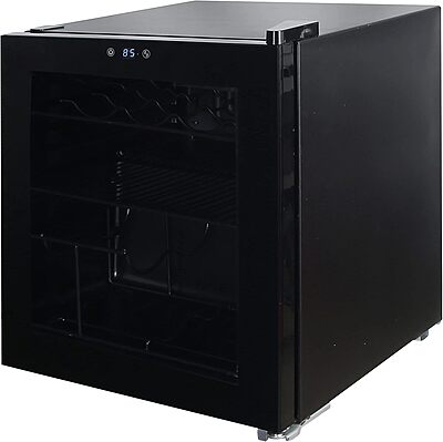 Avanti WBC16Z1B-IS Beverage Refrigerator and Wine Cooler with 15 Bottle/60 Can Capacity, Glass Door, 17-Inch Wide Freestanding, Adjustable Thermostat Control, 1.6-Cubic Feet, Cu.Ft, Black