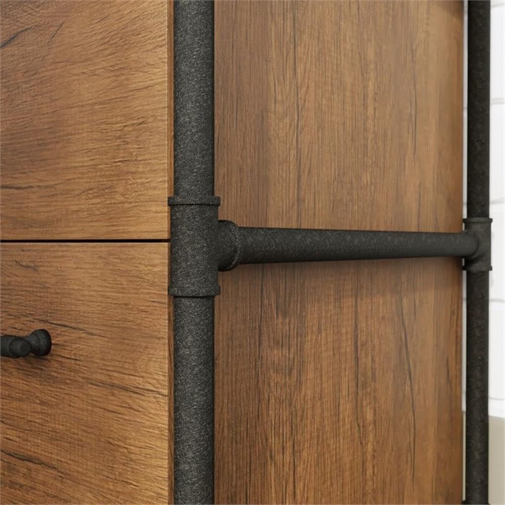 Sauder Iron City 31inW x 20inD Lateral 2-Drawer File Cabinet, Checked Oak