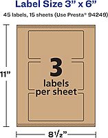 AVERY Kraft Brown Rectangle Labels, Sure Feed Technology, 3" x 6", Print-to-The-Edge, Laser/Inkjet Printable