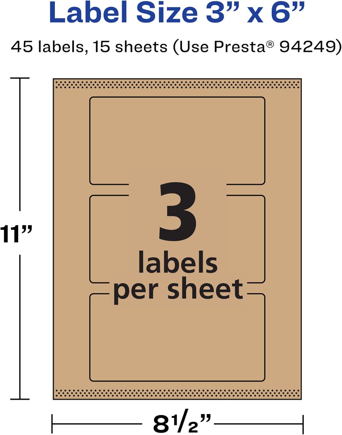 AVERY Kraft Brown Rectangle Labels, Sure Feed Technology, 3" x 6", Print-to-The-Edge, Laser/Inkjet Printable