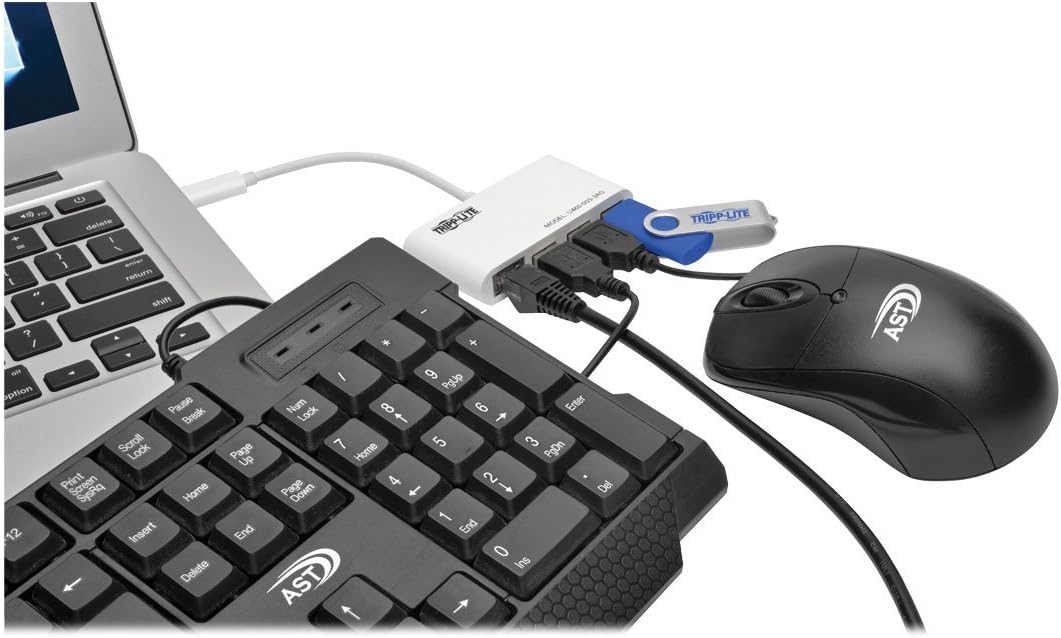 Tripp Lite 3-Port USB-C to USB-A Portable Hub with Gigabit Ethernet (RJ45)