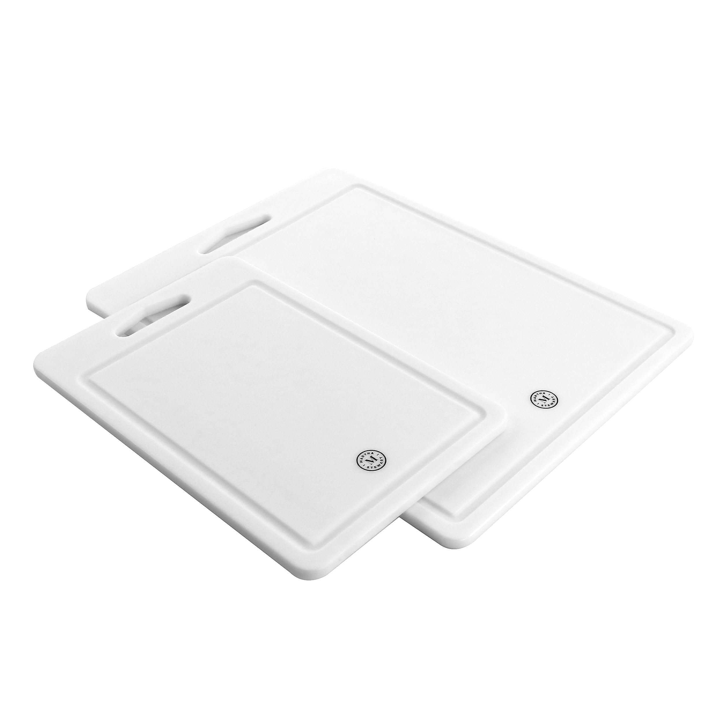 Martha Stewart 12-inch x 8-inch and 16-inch x 12-inch Plastic Cutting Board, White (935116550M)