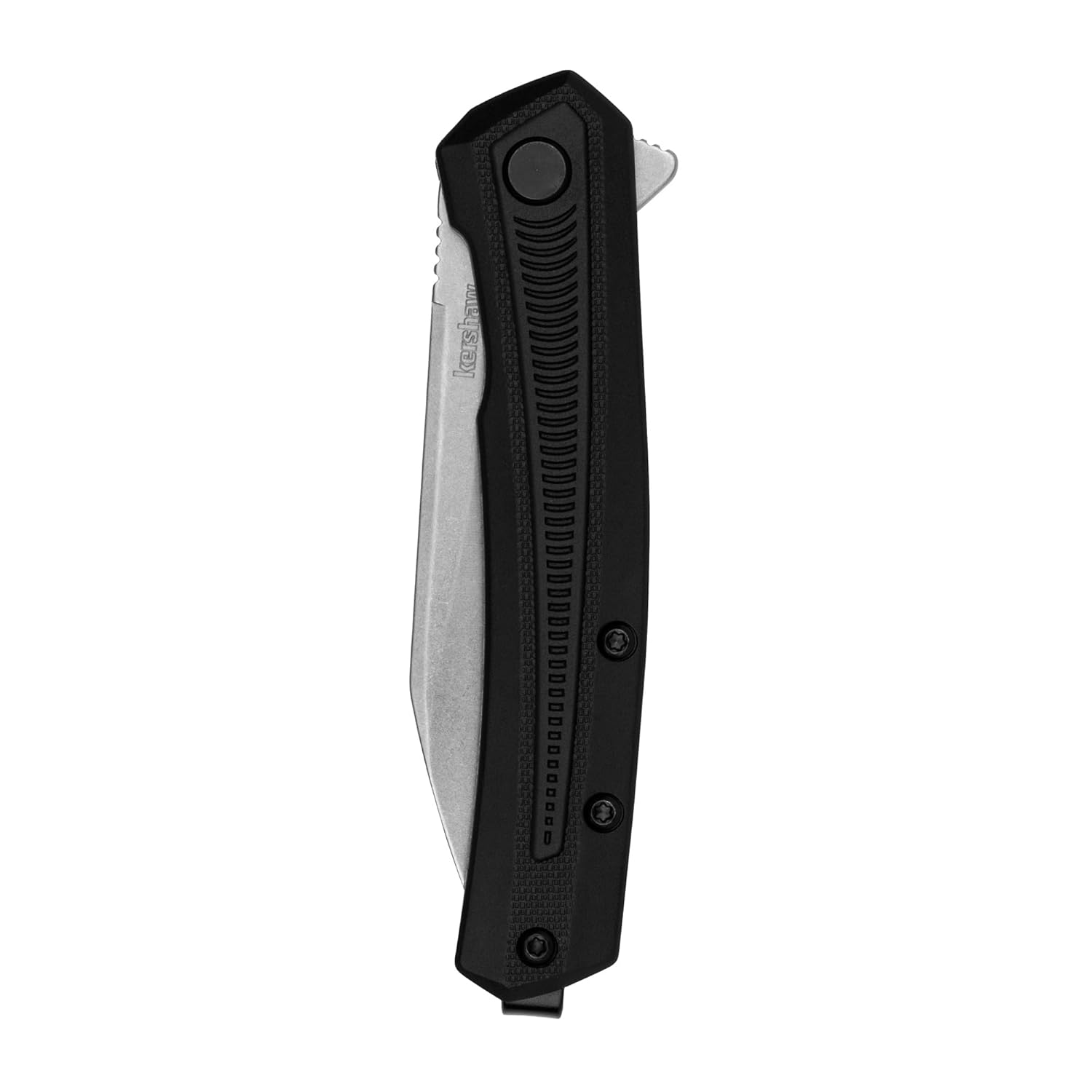 Kershaw Raygun Folding Pocket Knife, 2.8 inch 4Cr14 Gray Stainless Steel Blade, Stonewashed Finish, Black Handle, Liner Lock