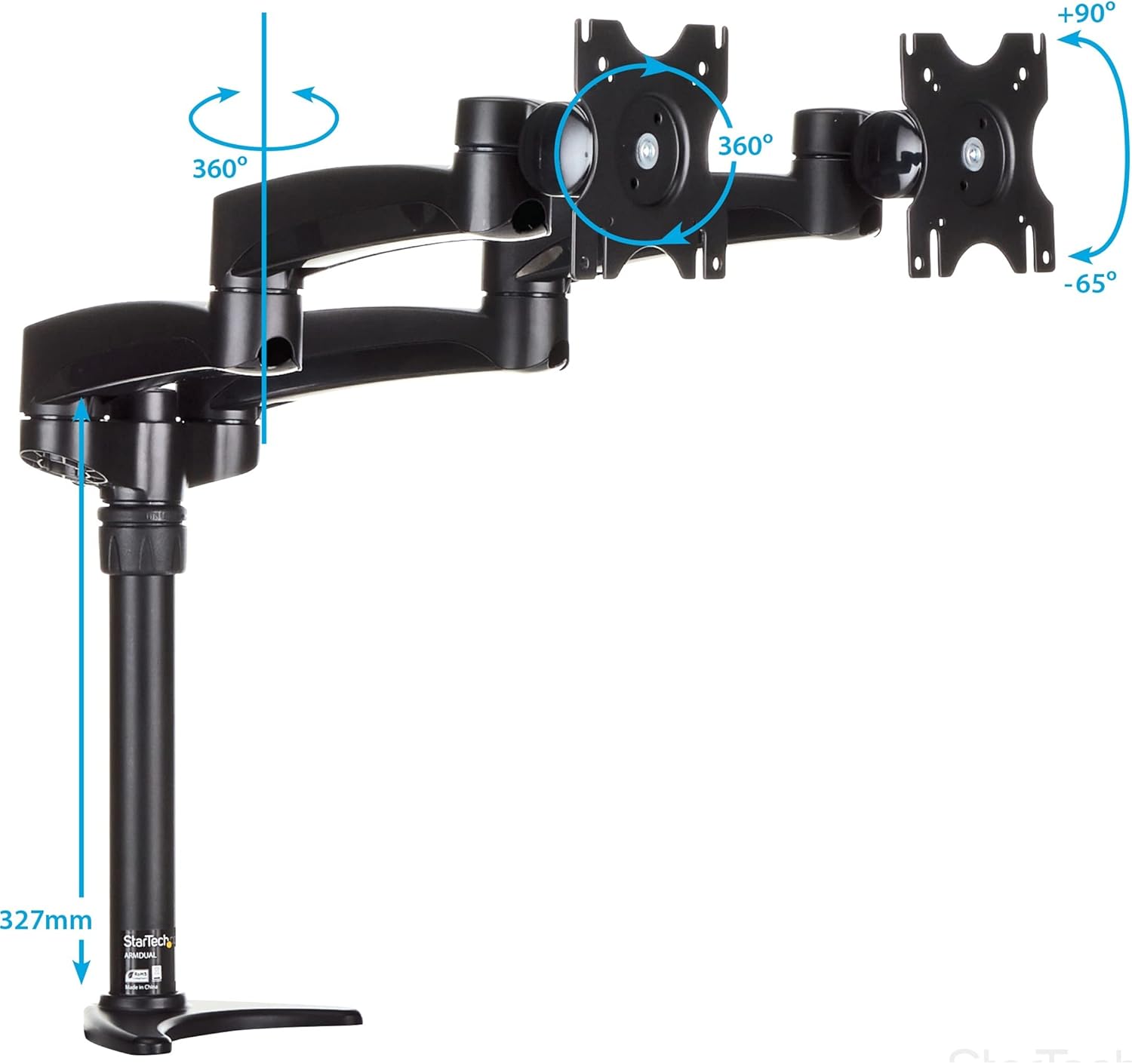 StarTech.com Desk Mount Dual Monitor Arm - Articulating - Supports Monitors 12'' to 24" (29.9lb/13.6kg)