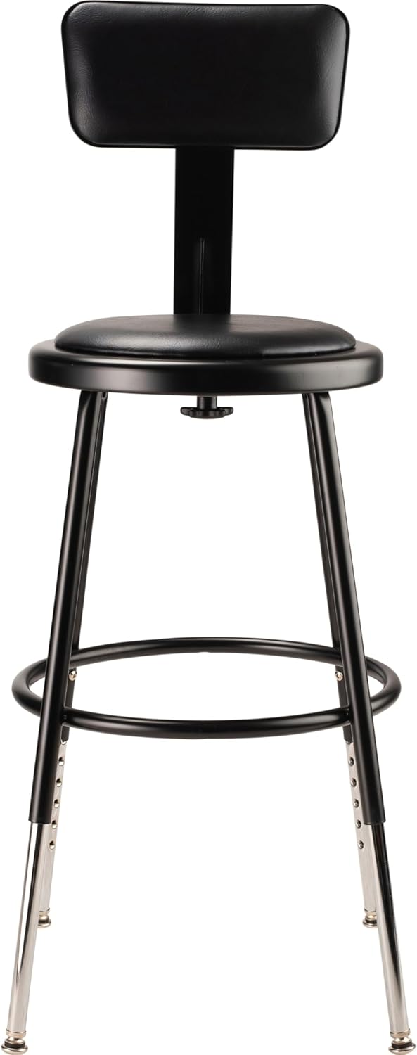 NPS 19"-27" Height Adjustable Heavy Duty Vinyl Padded Steel Stool with Backrest