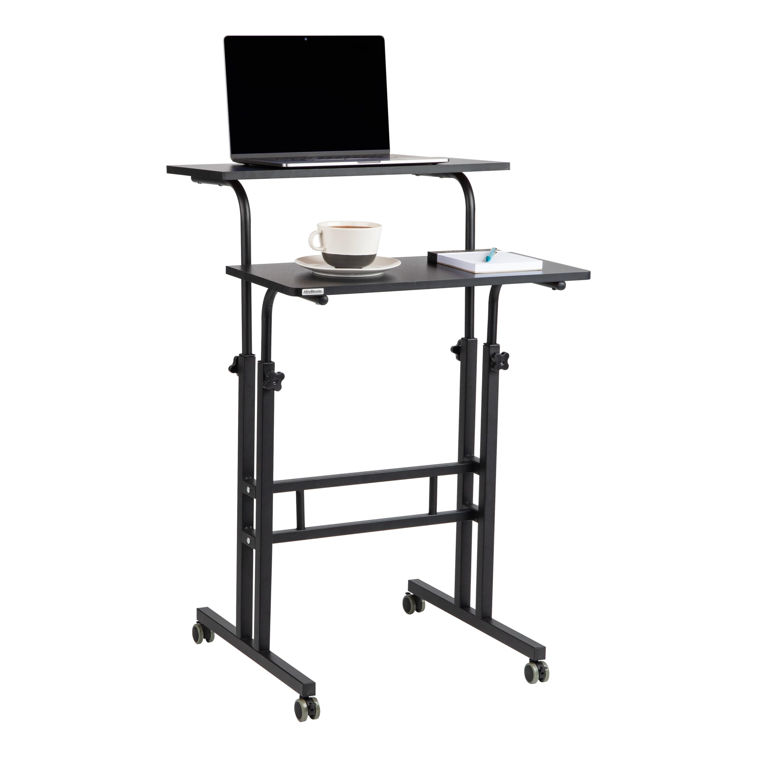 Mind Reader Standing Desk, Adjustable Height, Computer Desk, Laptop Desk, Portable, Rolling, 38" L x 21.25" W x 45.25" H