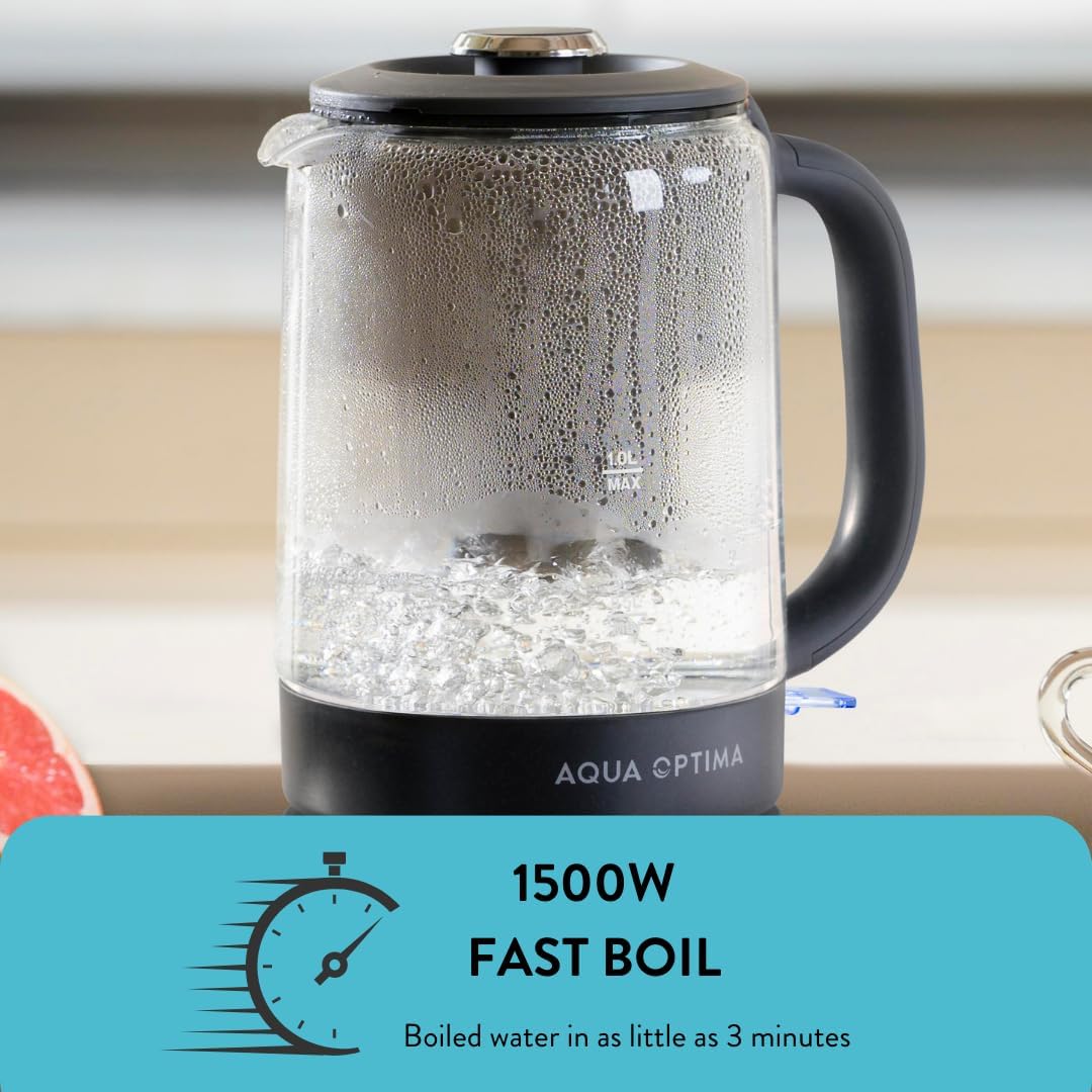 Aqua Optima Electric Kettle with Water Filter, 1500W 1.7L, Black