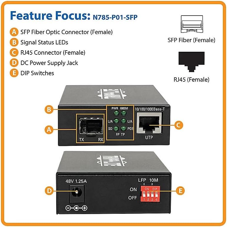 Tripp Lite N785 Series 10/100/1000 Fiber to Ethernet Media Converters