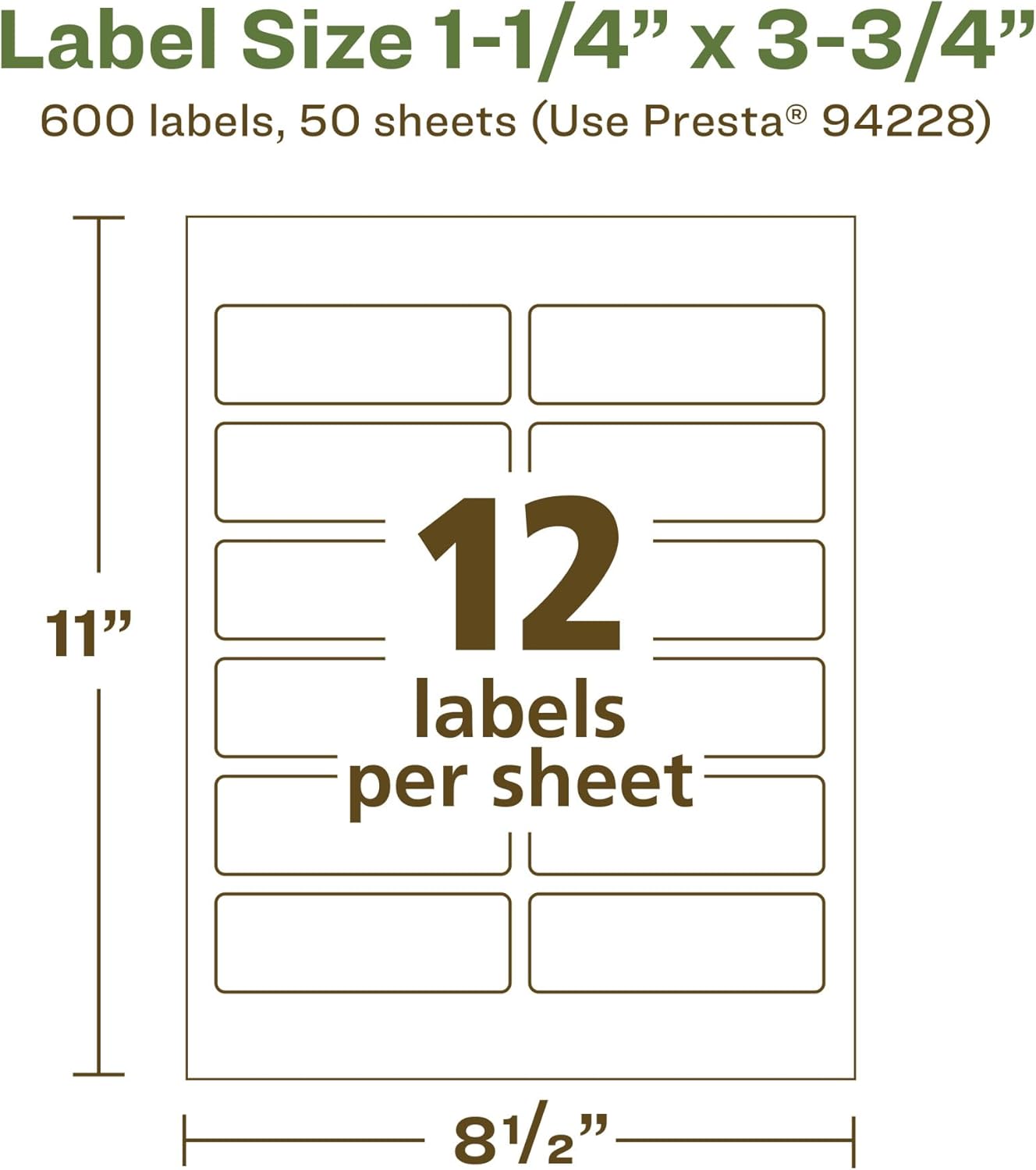 Avery EcoFriendly Matte White Recycled Rectangle Labels, 1.25" x 3.75", Print-to-The-Edge, Permanent Adhesive