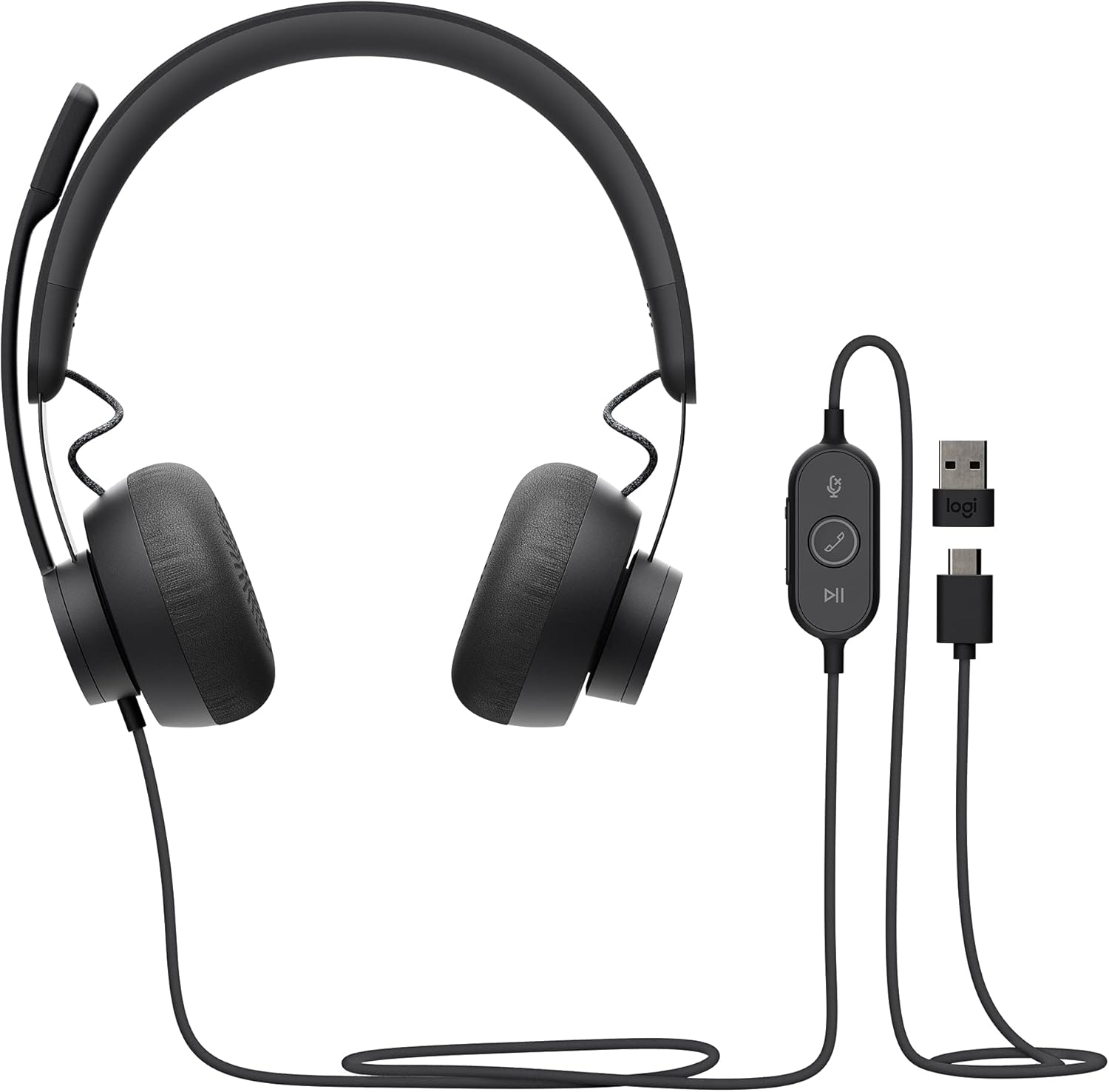 Logitech Zone Wired Headset, Certified for Microsoft Teams with advanced noise-canceling mic technology for open office