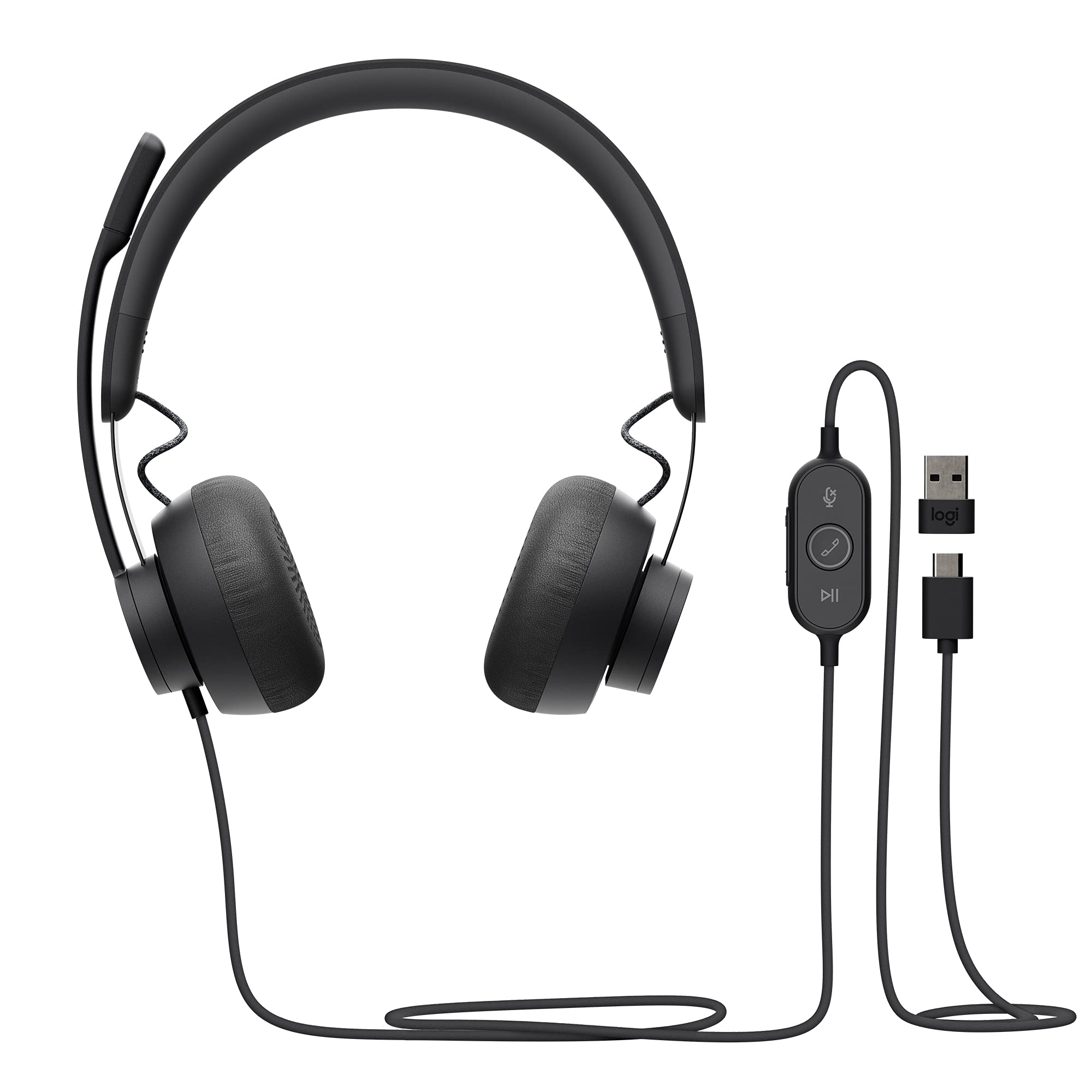 Logitech Zone Wired Headset, Certified for Microsoft Teams with advanced noise-canceling mic technology for open office