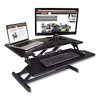 Victor DCX610 Height Adjustable Compact Standing Desk| Black| 33” Wide Sit-Stand Dual Monitor Desk and Laptop Riser