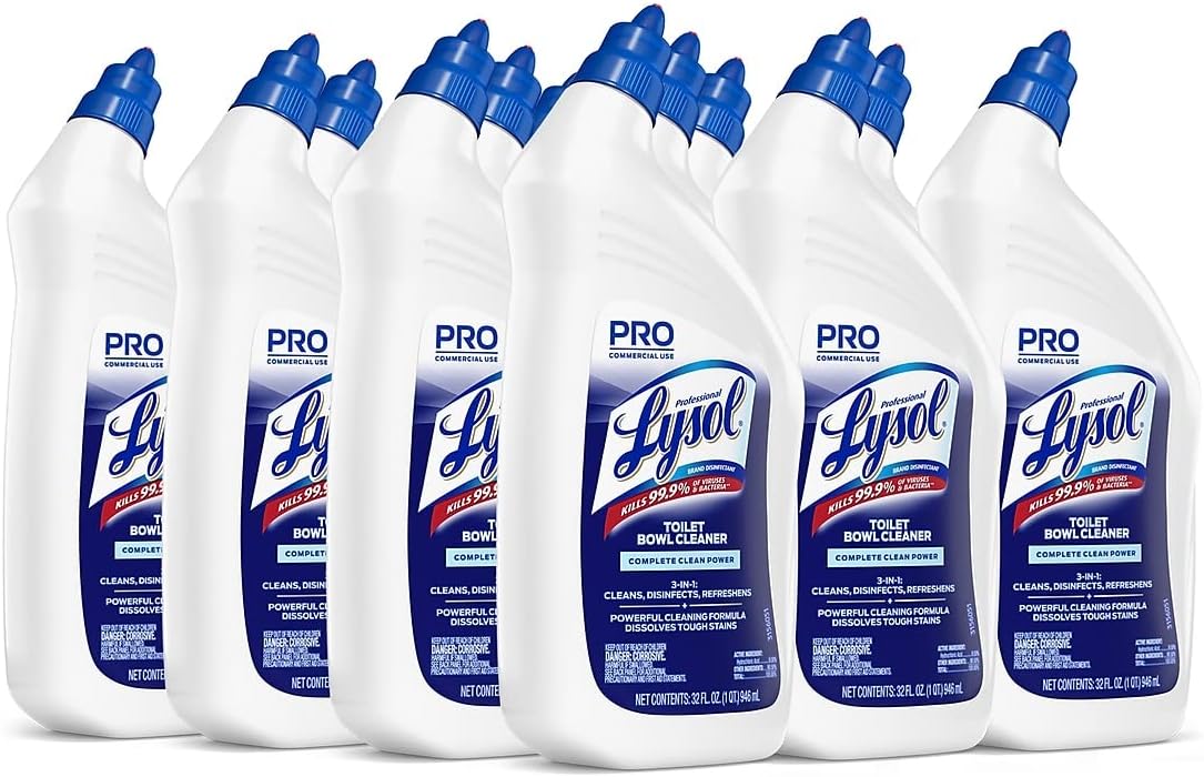Lysol Professional Power Toilet Bowl Cleaner, 32 oz, Case of 12 - Wintergreen