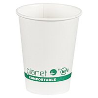 Planet+ 100% Compostable PLA Laminated Hot Cup, 12-Ounce, 1000-Count Case