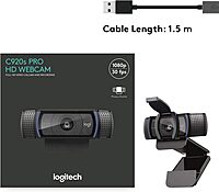 Logitech C920S HD Pro Webcam, Full HD 1080p/30fps Video Calling, Clear Stereo Audio, Light Correction, Privacy Shutter, Works with Skype, Zoom, FaceTime, Hangouts, PC/Mac/Laptop/Tablet/XBox - Black