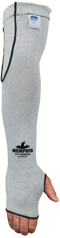 MCR Safety 9318D10T Memphis 10 Gauge Dyneema Sleeve with Thumb-Slot, Gray, 18-Inch
