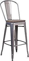 Flash Furniture Commercial Grade 30" High Black Metal Indoor-Outdoor Barstool with Removable Back Black Set of 1