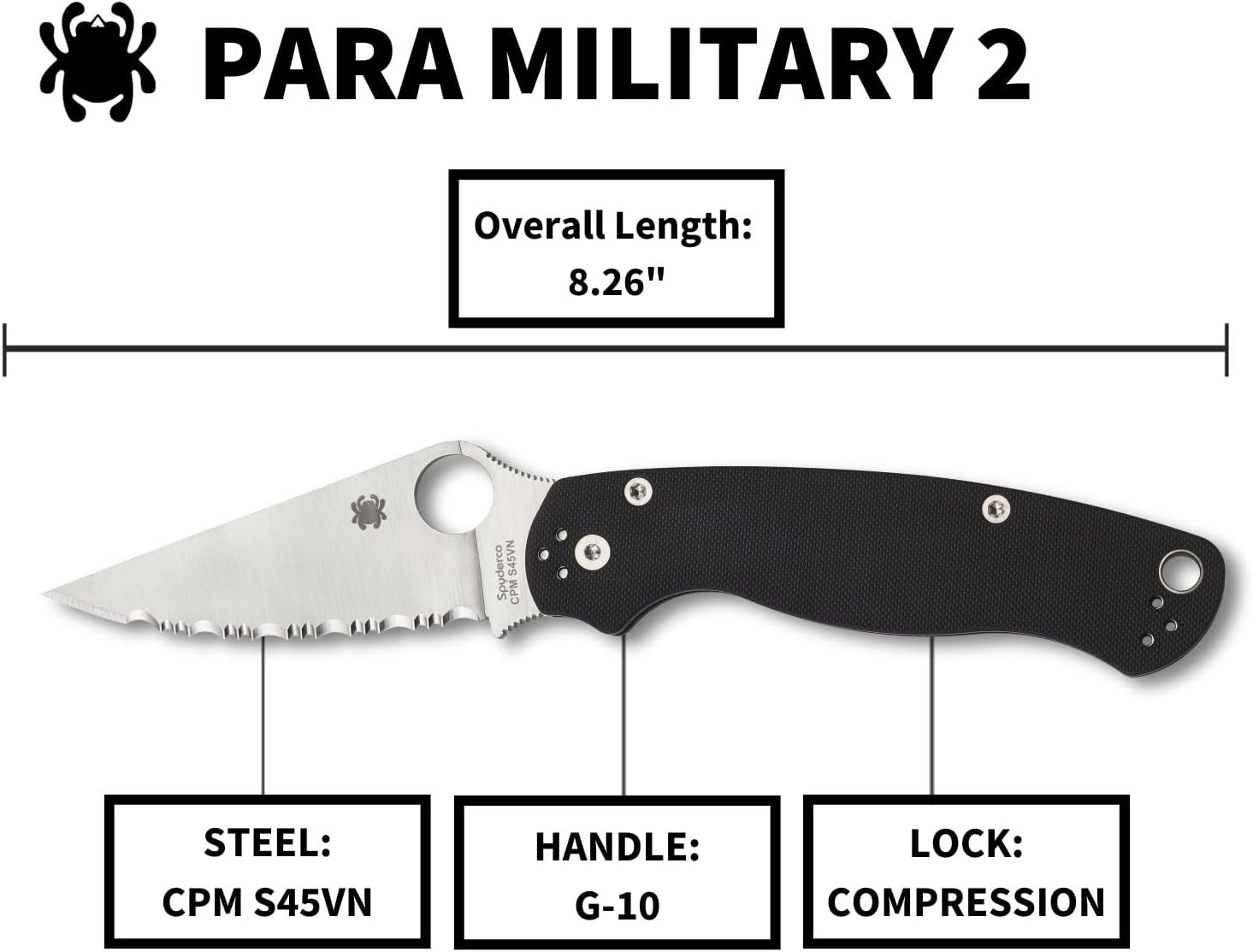Spyderco Para Military 2 Folding Knife with G-10 Handle