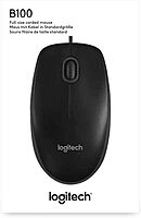 Logitech B100 Wired Mouse for Computer and Laptop, USB Corded Mouse, Right or Left Hand Use - Black