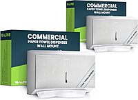 Alpine Paper Towel Dispenser Wall Mount for Multifold, Trifold & c Fold Paper Towel Holder 2-Pack Commercial Stainless Steel