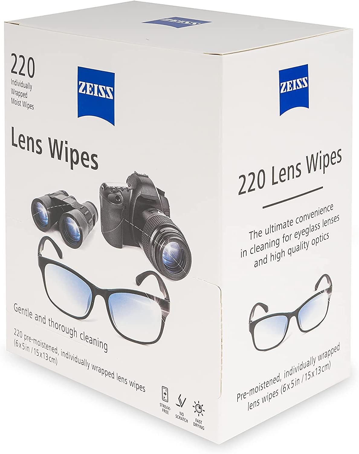 Zeiss Lens Wipes, White, 220 Count (Pack of 1)