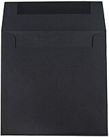 JAM Paper Square Linen Envelopes, Black, Gummed Seal