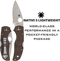 Spyderco Native5 Lightweight Folding Knife - CPM 15V Steel Blade with FRN Handle, 2.95" Blade Length, Brown, PlainEdge - C41PBN15V5