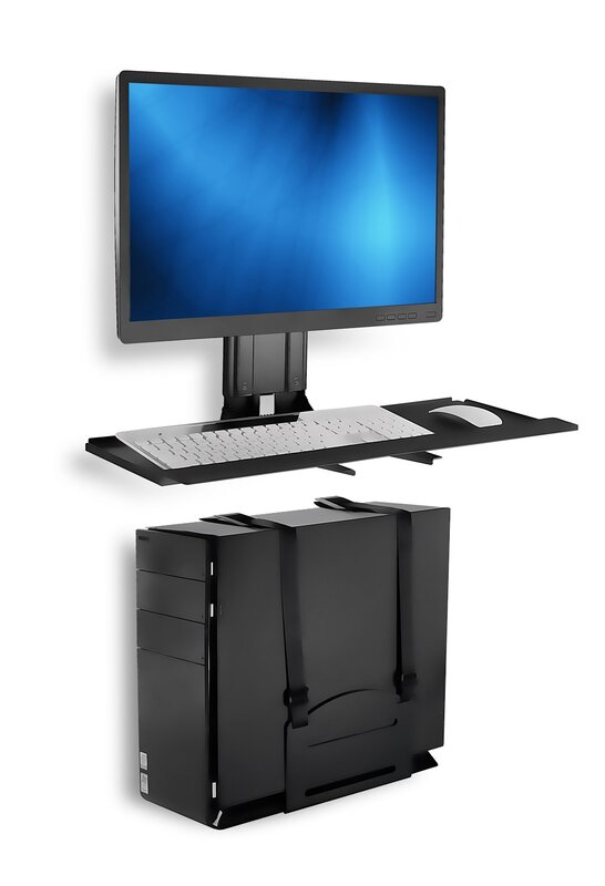 Mount-It! Monitor and Keyboard Wall Mount with CPU Holder, 25" Wide VESA Keyboard Tray (MI-7919)