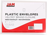 JAM PAPER Plastic Booklet Envelopes with Hook & Loop Closure - Pack of 12