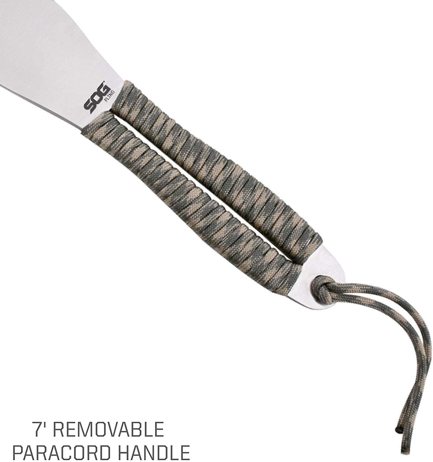 SOG Fling Throwing Knives- 3 Pack Balanced Throwing Knife Set with 2.8 Inch Steel Blades and 7 Feet Paracord Wrapped