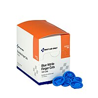 First Aid Only 90922 Blue Nitrile Finger Cots, Disposable Rubber Finger Protectors for Offices, Kitchens, Home, and More, 144 Pack
