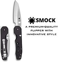 Spyderco Smock Premium Flipper Knife with 3.45" CPM S30V Steel Hollow-Ground Blade and Textured Carbon Fiber G-10 Handle