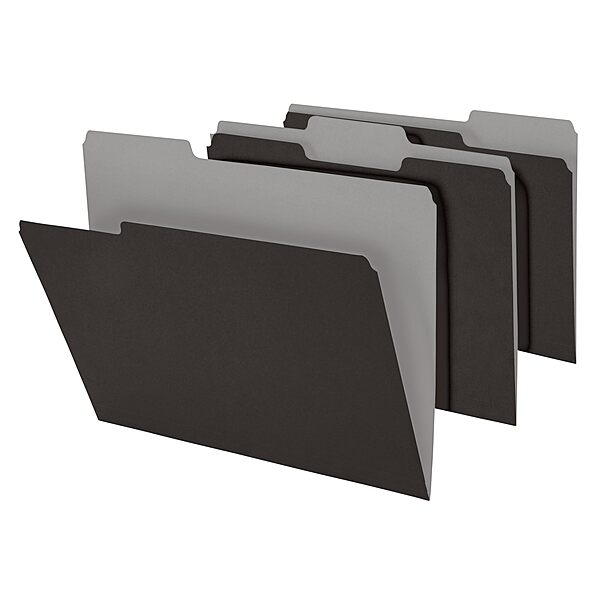 Office Depot® Brand File Folders, 1/3 Cut, Letter Size, Black, Box of 100 Folders