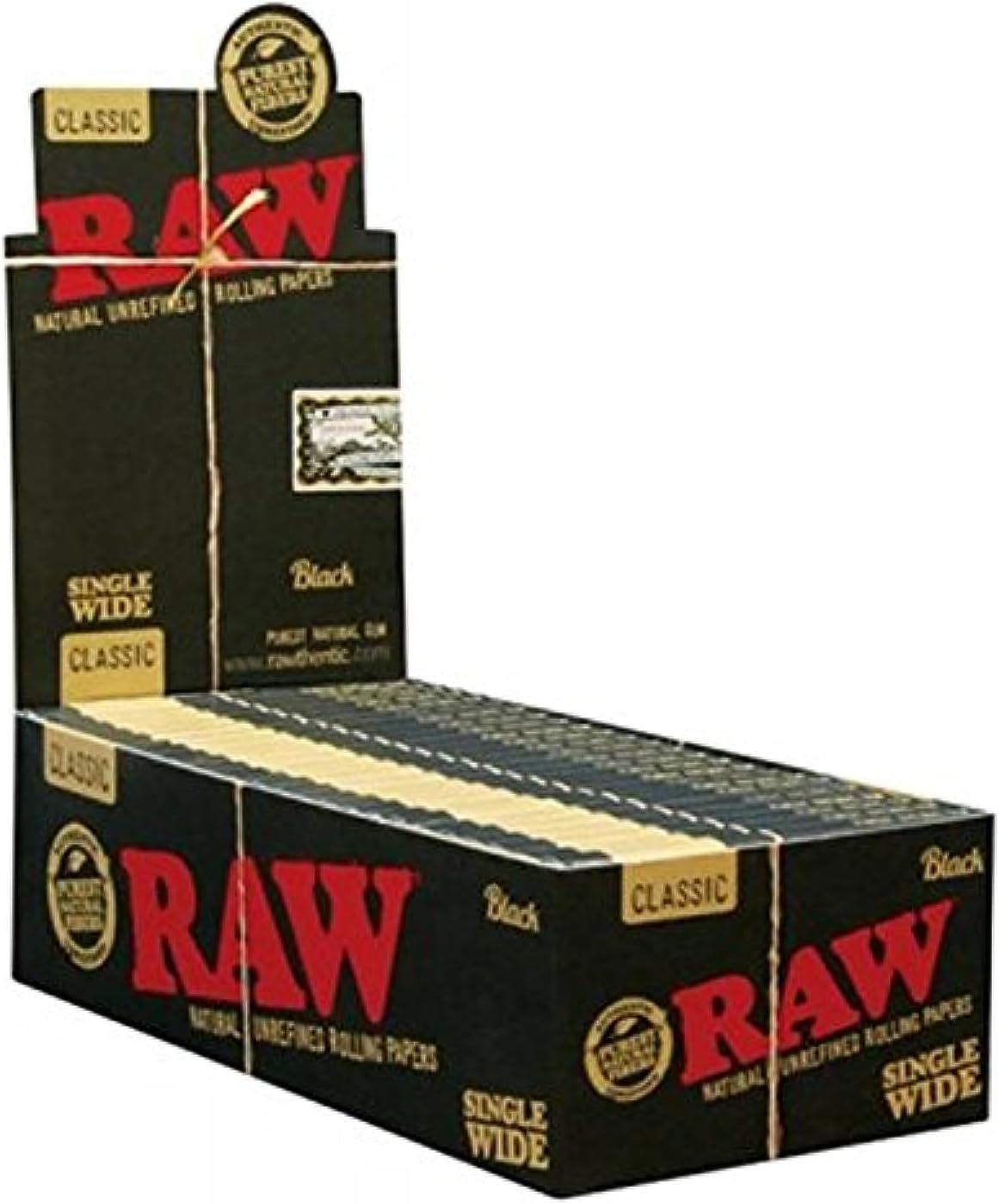 RAW Paper Classic Black Single Wide Unrefined 25ct