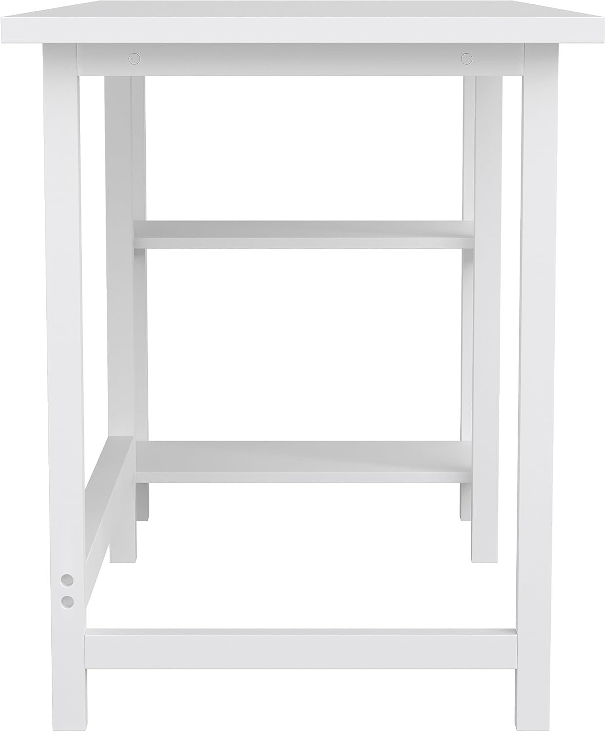 Martha Stewart Beckett Modern Trestle Desk with Open Side Shelving in White Wood Grain Finish