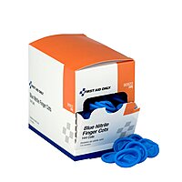 First Aid Only 90922 Blue Nitrile Finger Cots, Disposable Rubber Finger Protectors for Offices, Kitchens, Home, and More, 144 Pack