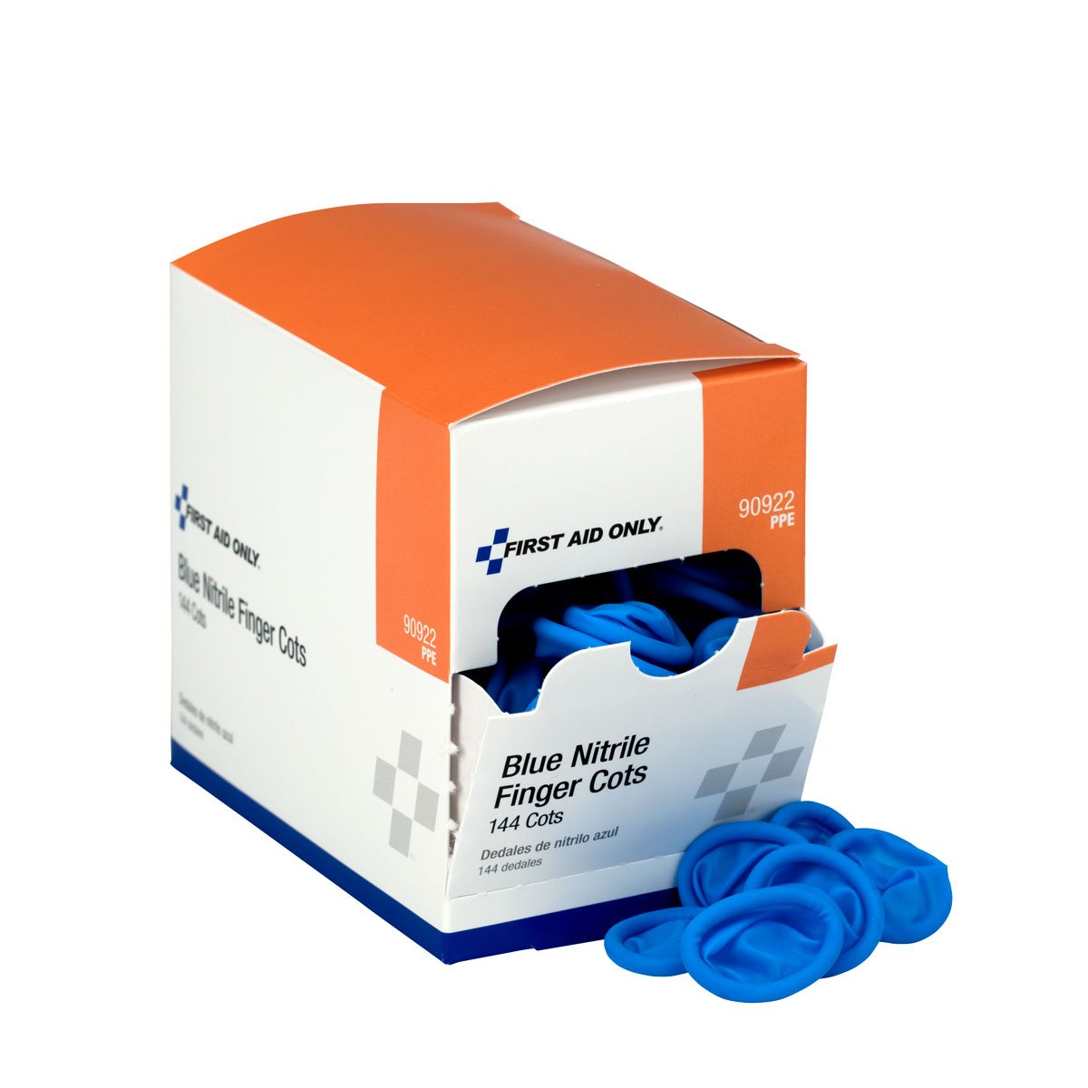 First Aid Only 90922 Blue Nitrile Finger Cots, Disposable Rubber Finger Protectors for Offices, Kitchens, Home, and More
