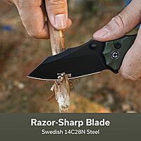 Natterjack Flipper & Thumb Stud & Button Lock Knife Milled OD Green G10 Handle