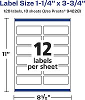 Avery Glossy Clear Rectangle Labels, Sure Feed Technology, 1.25" x 3.75"