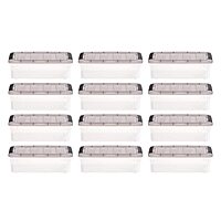 IRIS USA 6 Quart Stack & Pull Clear Storage Box, Gray, 12 Pack